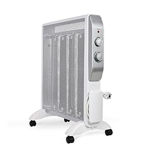 Radiador de mica 2000W | Estufa de mica Blanco | Radiador eléctrico de bajo consumo | Silencioso calefactor de mica portátil | Radiador eléctrico silencioso