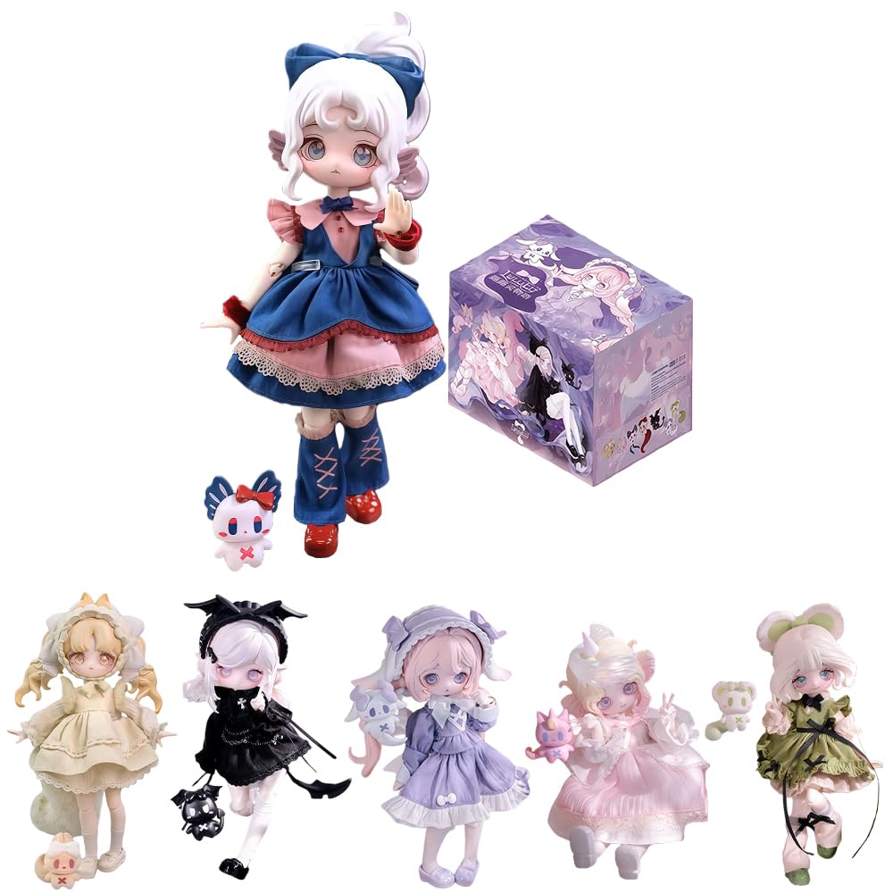 niannyyhouse 1/12 BJD Blind Box Figuren, Kugelgelenk-Puppe mit Kleidung, Elf Valley Story Serie, Sammelfigur als Geschenk (6-tlg)
