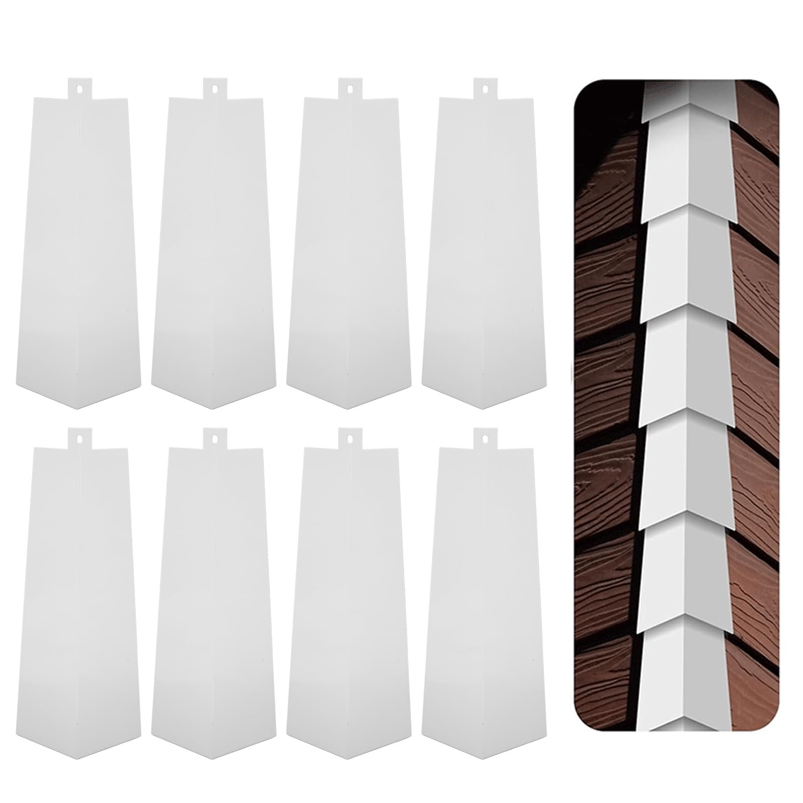 HUASON 8 Piezas de Esquinas Exteriores de Aluminio para Revestimiento, Moldura de Esquina Exterior de 8 Pulgadas con Tornillos para Exteriores de Casas Móviles, Blanco