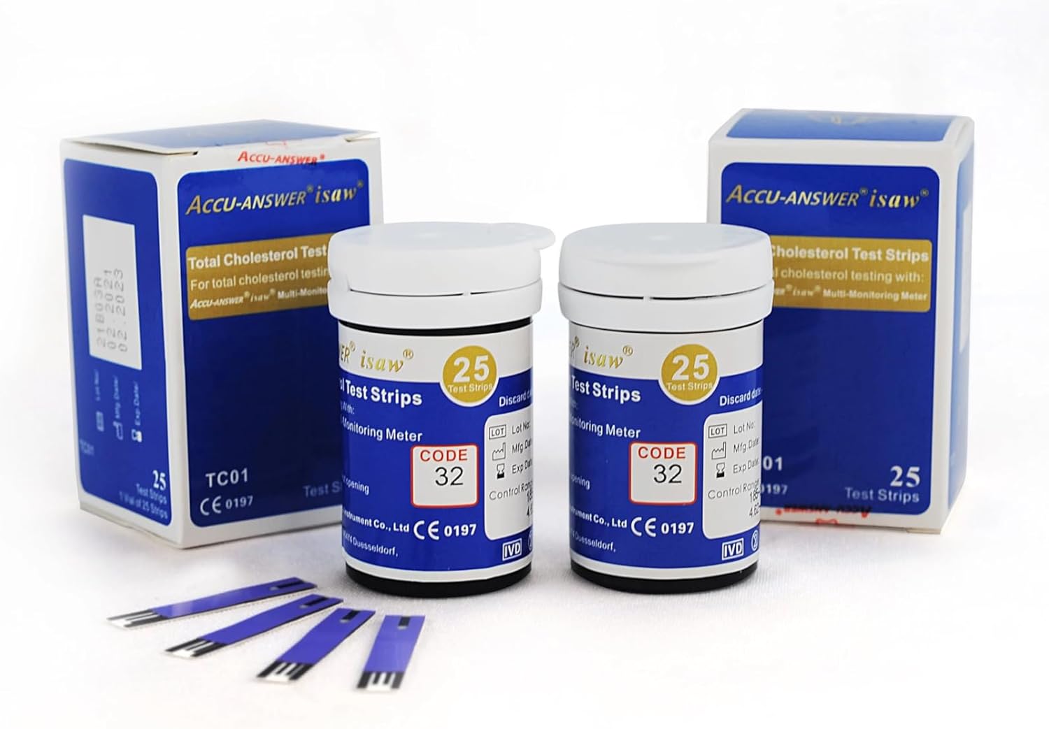 TEST STRIPS for CHOLESTEROL TEST. COMPATIBLE with ACCU ANSWER 4 in 1 MULTI-MONITORING SYSTEM. 25 TEST STRIPS. METER NOT INCLUDED.