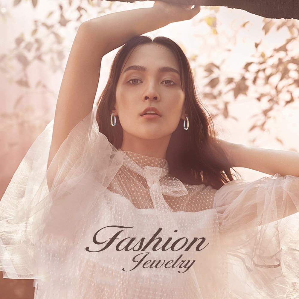 Two Tone Hoop Earrings for Women 18K Gold Plated And Silver Small Sterling Silver Oval Grooved Hoop Earrings Jewelry Gifts - Image 2