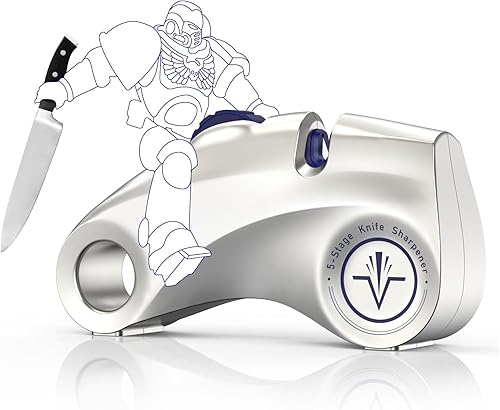 Miniatura 1 de Afilador de cuchillos manual de 5 etapas de 15 , afilador de cerámica de carburo recubierto de diamante para precisión, profesional, pan, dentado,