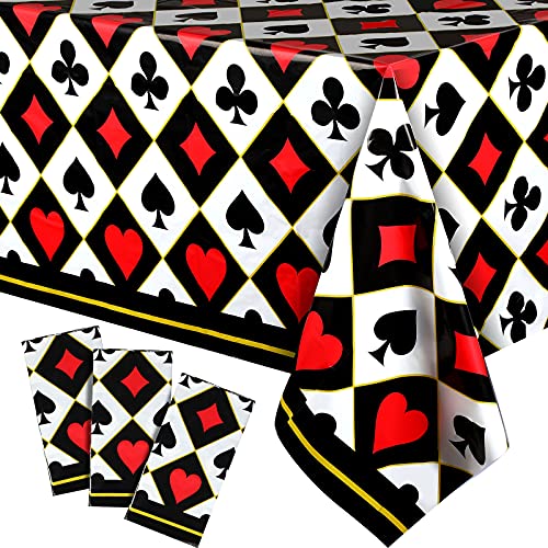 Irenare 3 Pcs Casino Poker Theme Party Table Cloths Decor Plastic 54x108in