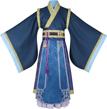 Mens Cosplay Costume Halloween Blue Top Pants with Belt Mask Outfits Full Set Uniform