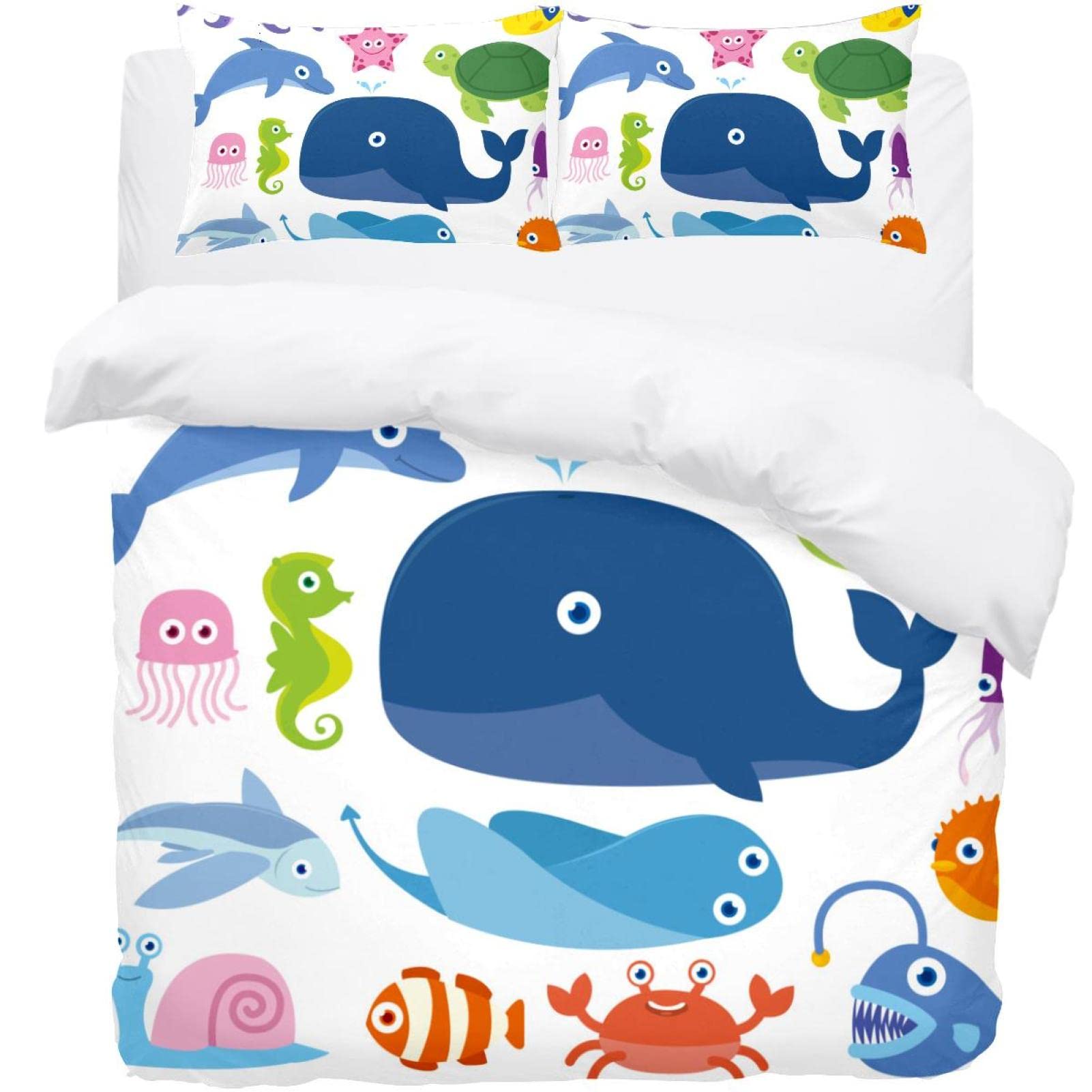 Parure de lit Octopus et Requin en Supersoft avec 1 housse de couette et 2 taies d'oreiller