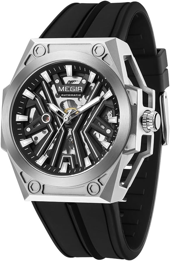 MEGIR Automatic Men’s Wrist Watch, 316L Steel Case, Luminous