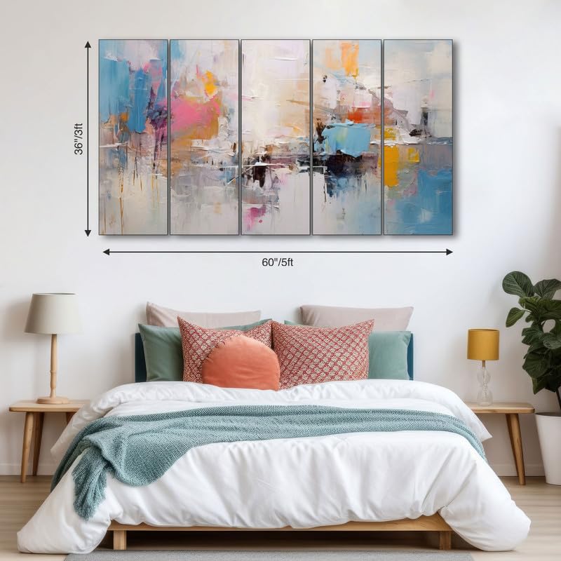 Image of The Castle Decor Abstract art painting with frame Big Size 36x60 Wall art for living room,Bedroom,Drawing room,Hotels-Wooden Framed-329