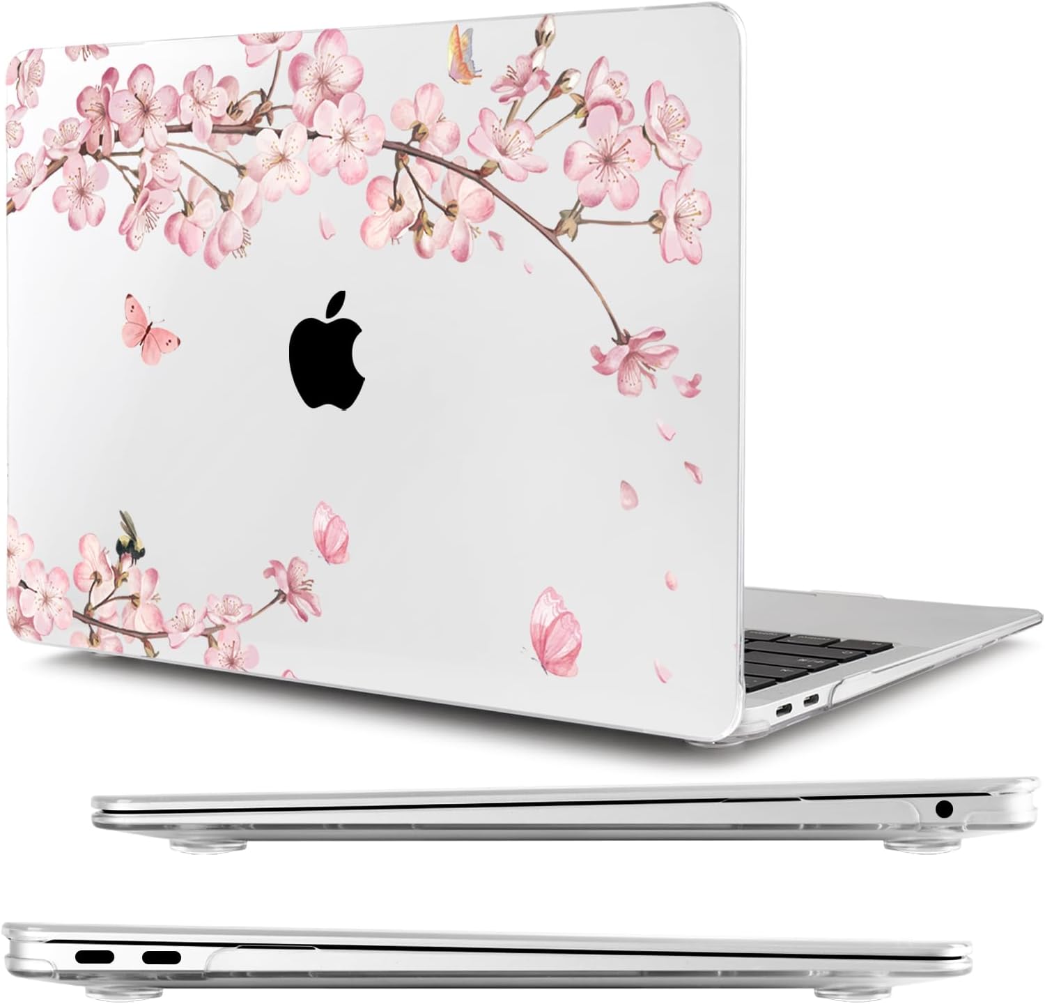 MecBevia Compatible with MacBook Air 13.3 inch Case 2021-2018 Release A2337 M1 A2179 A1932 Touch ID, Plastic Hard Shell&Keyboard Cover&Screen Protector&Webcam Cover&Type-C Adapter, Butterflies Sakura - Image 6