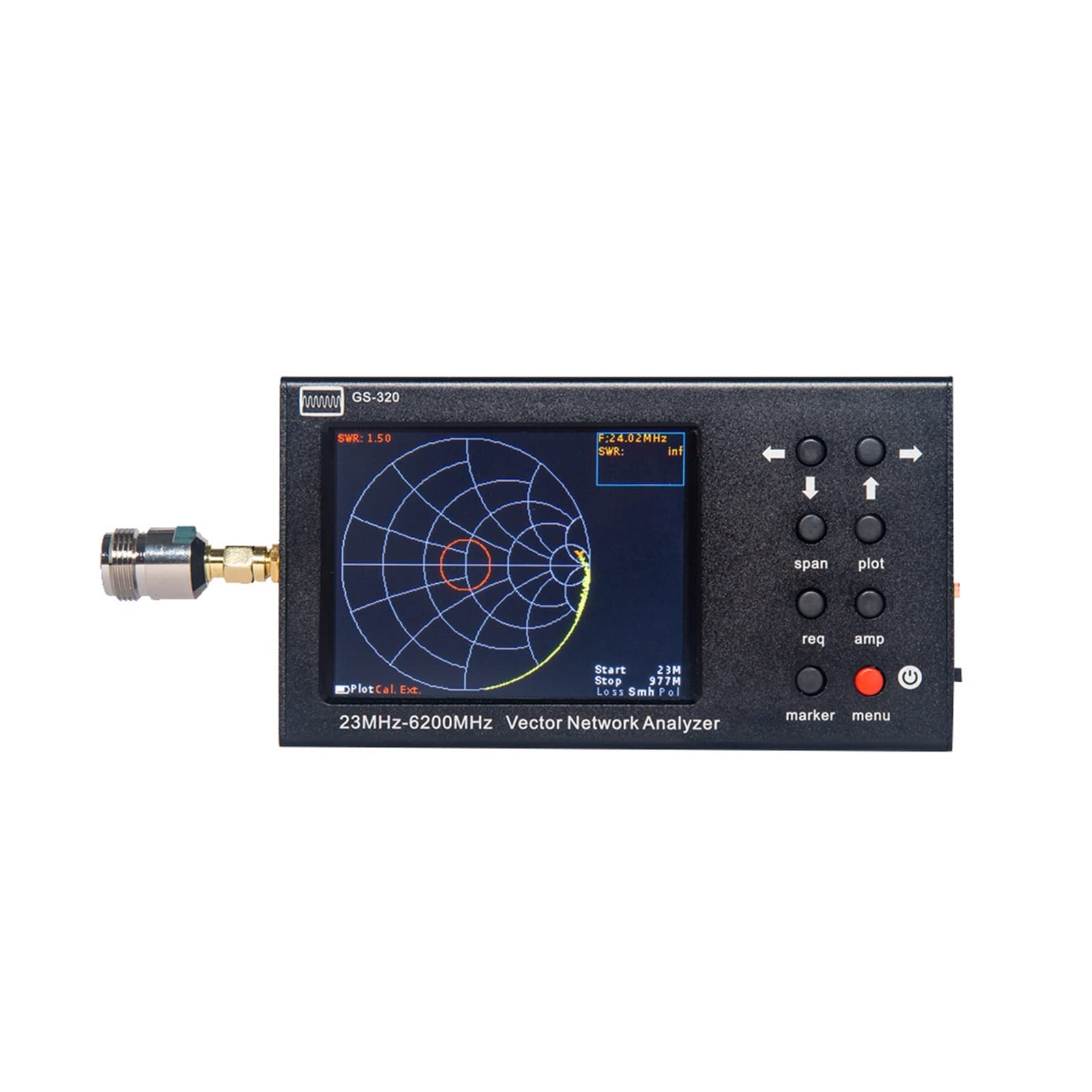 Analizador de Espectro, Analizador de red vectoriales de 3.2 pulgadas GS-320 Rango de frecuencia 23MHz-6200MHz Analizador de red de antena