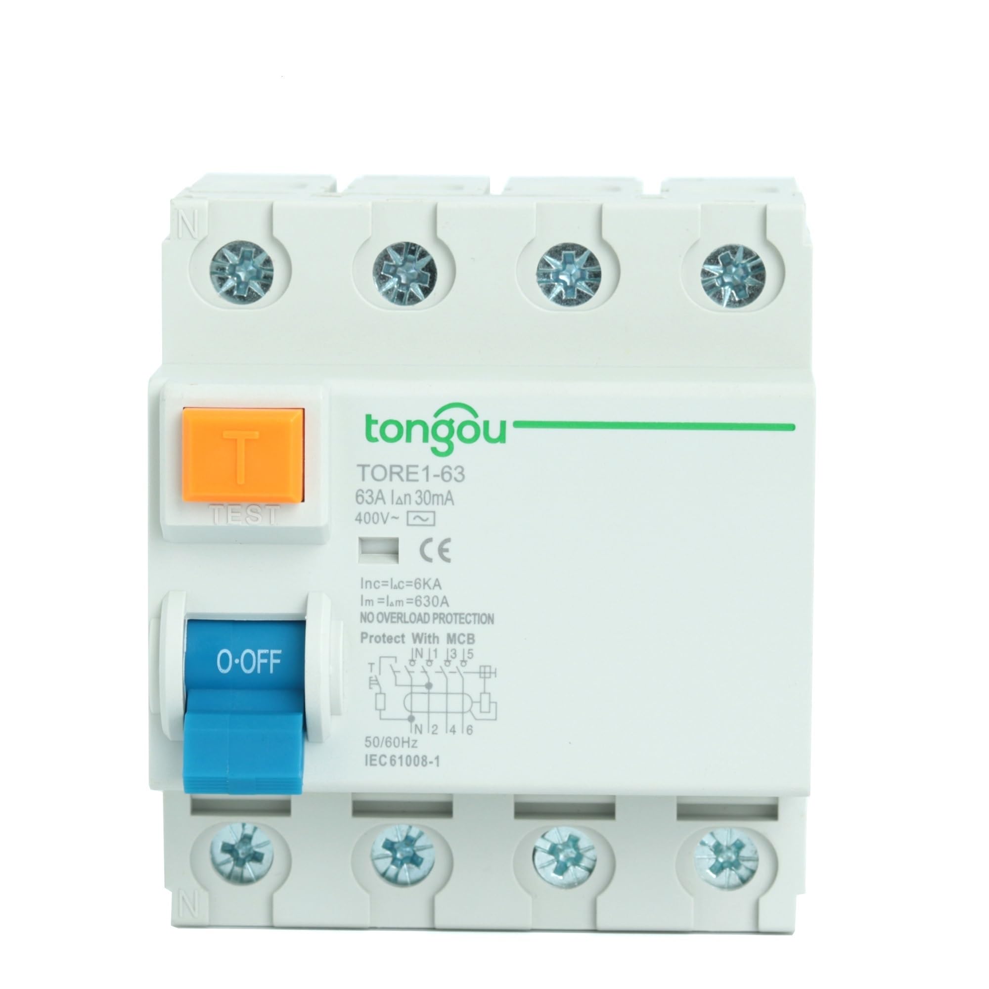 Leotnndq 16A 2P 4P 63A 10Ma 30Ma 6Ka 230/400Velectromechanic Residual Current Circuit Breaker Differential Breaker Switch(,4Pole 300Ma)