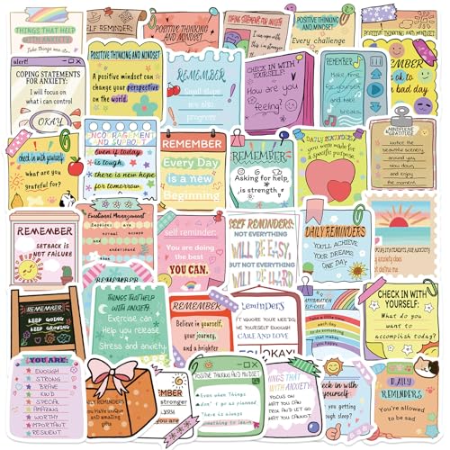 50PCS Mental Health Awareness Stickers,Motivational Reminder Decals for AdultsTeens Kids,