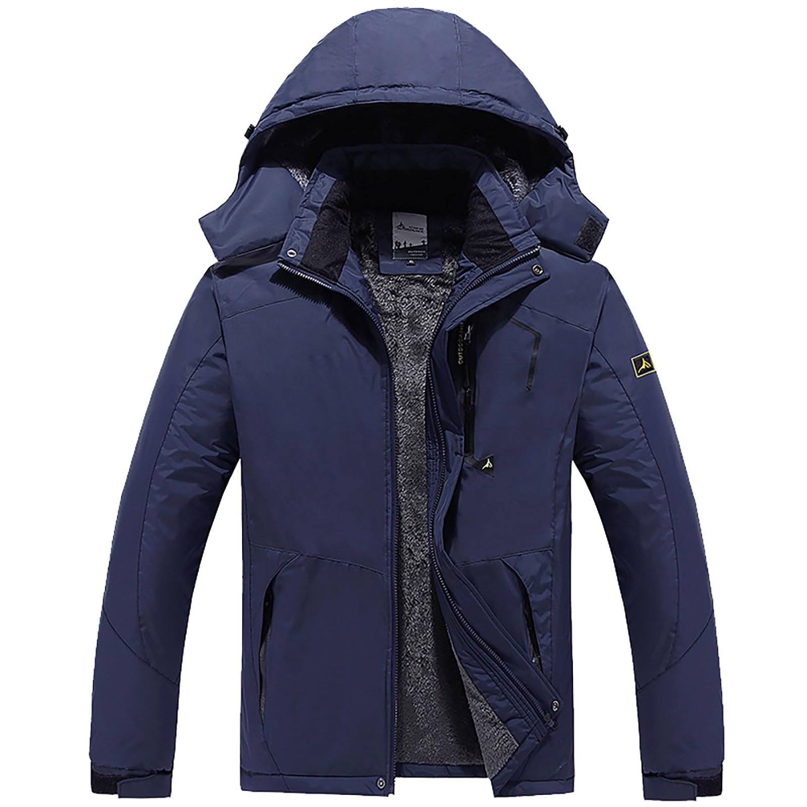 Chubasquero grueso para hombre, cortavientos para hombre, con cremallera completa, chaqueta de softshell transpirable, chaqueta funcional con capucha separable, chaqueta cortavientos cálida