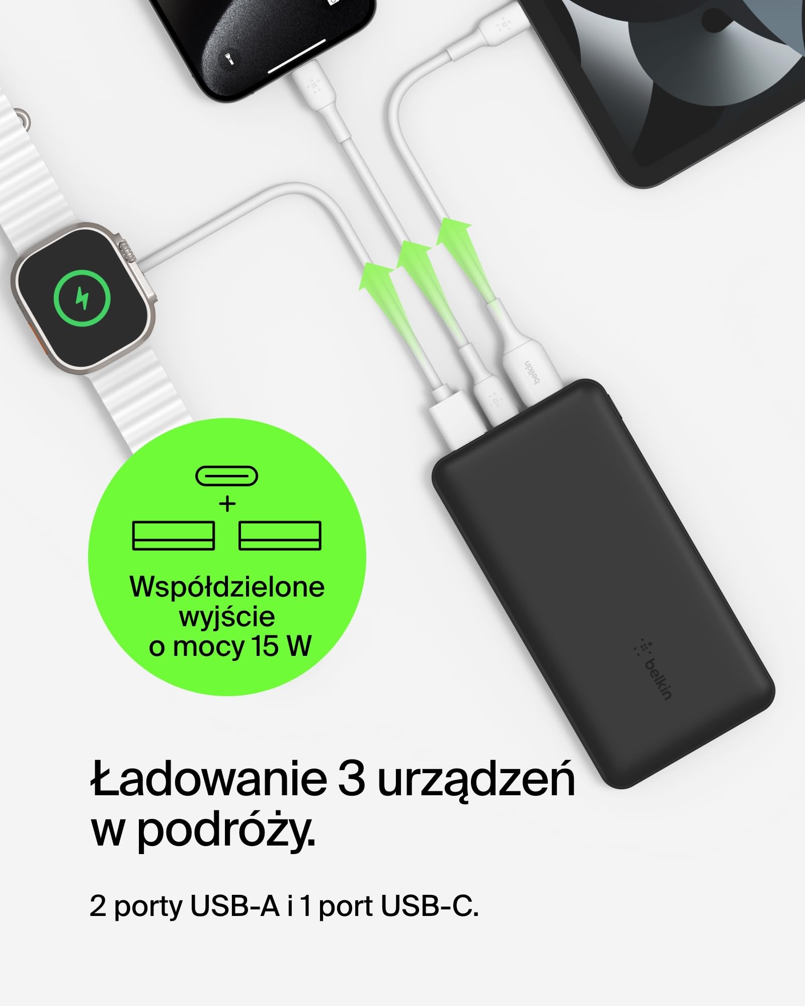 Belkin ładowarka Przenośna, Zestaw Power Bundle 5 w 1: powerbank 10000 mAh, 2 ładowarki USB-C 25 W (z wtyczkami UE i brytyjską), kabel USB-C 60 W, etui podróżne – szybkie ładowanie, kompaktowa