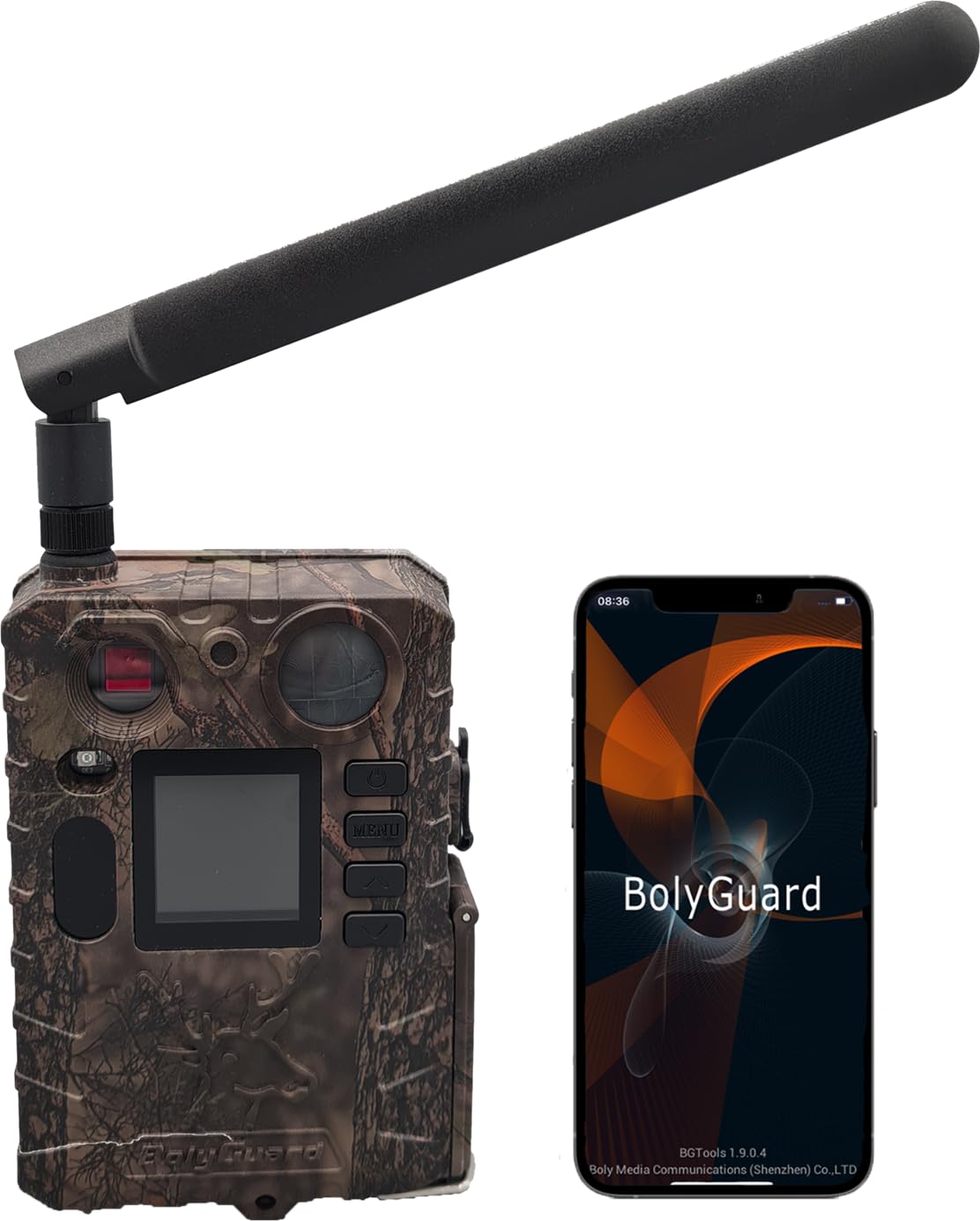Berger + Schröter GmbH 4G/LTE Funk Wild-Kamera mit PIR Bewegungssensor, 2 Black LED's mit 940nm + weiße LED's, 37 Mio.-Pixel (4 MP CMOS Sensor), 4K Videos, 1,44'' TFT Bildschirm
