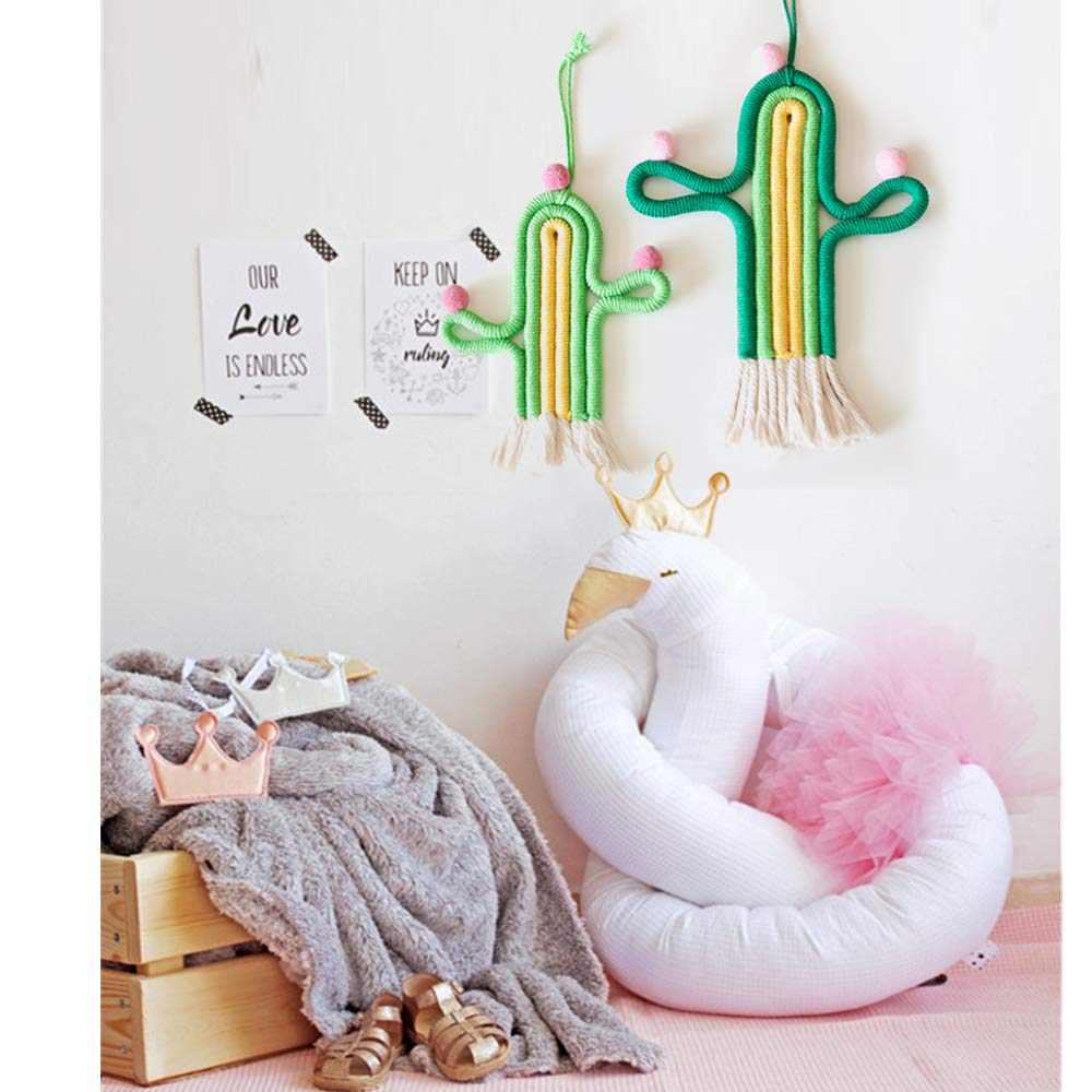 Amazon.de: Makramee Kaktus mit Pom Pom Wandbehang im Boho-Stil, fr  Schlafzimmer, Kinderzimmer, Kinderzimmer, kleine Tapisserie, Seil gewebte  Quaste, Kunst, Heimdekoration, handgemachtes Geschenk (8 x 10)
