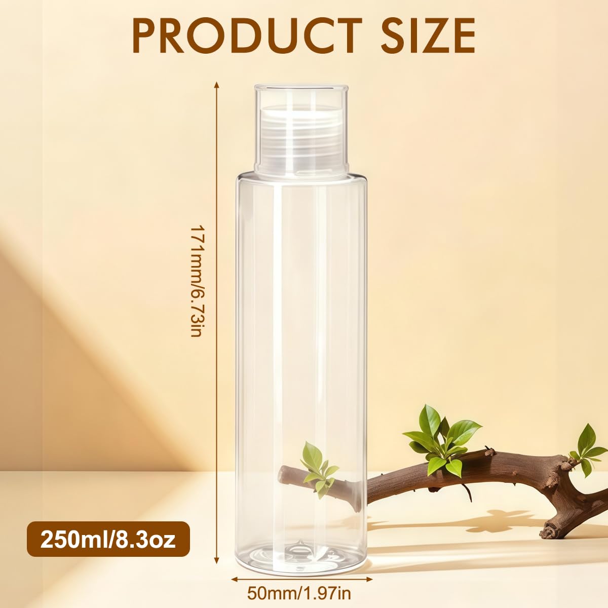 3 bottiglie vuote in plastica trasparente morbida da spremere con tappo a scatto, ricaricabili, cosmetici, cosmetici, cosmetici, cosmetici, bagni, docce, lozioni, shampoo liquido, Trasparente, 250 ML