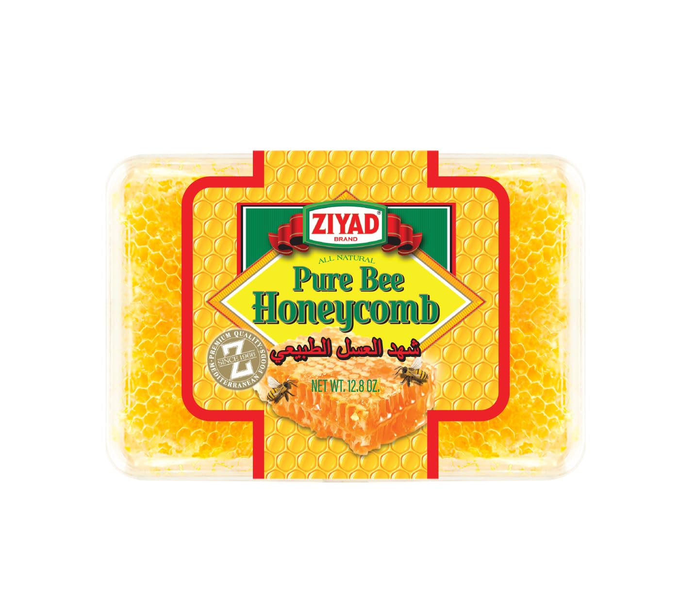 Ziyad Raw Honeycomb | All-Natural 100% Pure Unfiltered| Edible Wax | No Additives, No Preservatives | Fresh from the Hive! | 12.8 oz