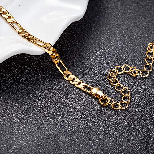 Kelistom XLE Initial Ankle Bracelets For Women Men, 18K Gold Silver Figaro Cuban Link Anklet Bracelet thumb #7