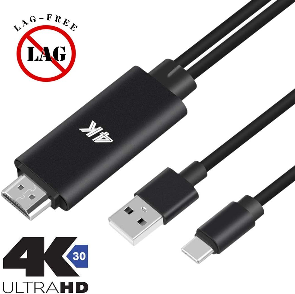 HDMI Adapter MHL HDTV Cable for Samsung Galaxy S8 S9 Plus Note 5 LG Moto Z2 Play Android Devices USB Type C Phone MacBook to TV Monitor Projector - Upgraded 4K 30FPS HD Video Digital Converter Cord