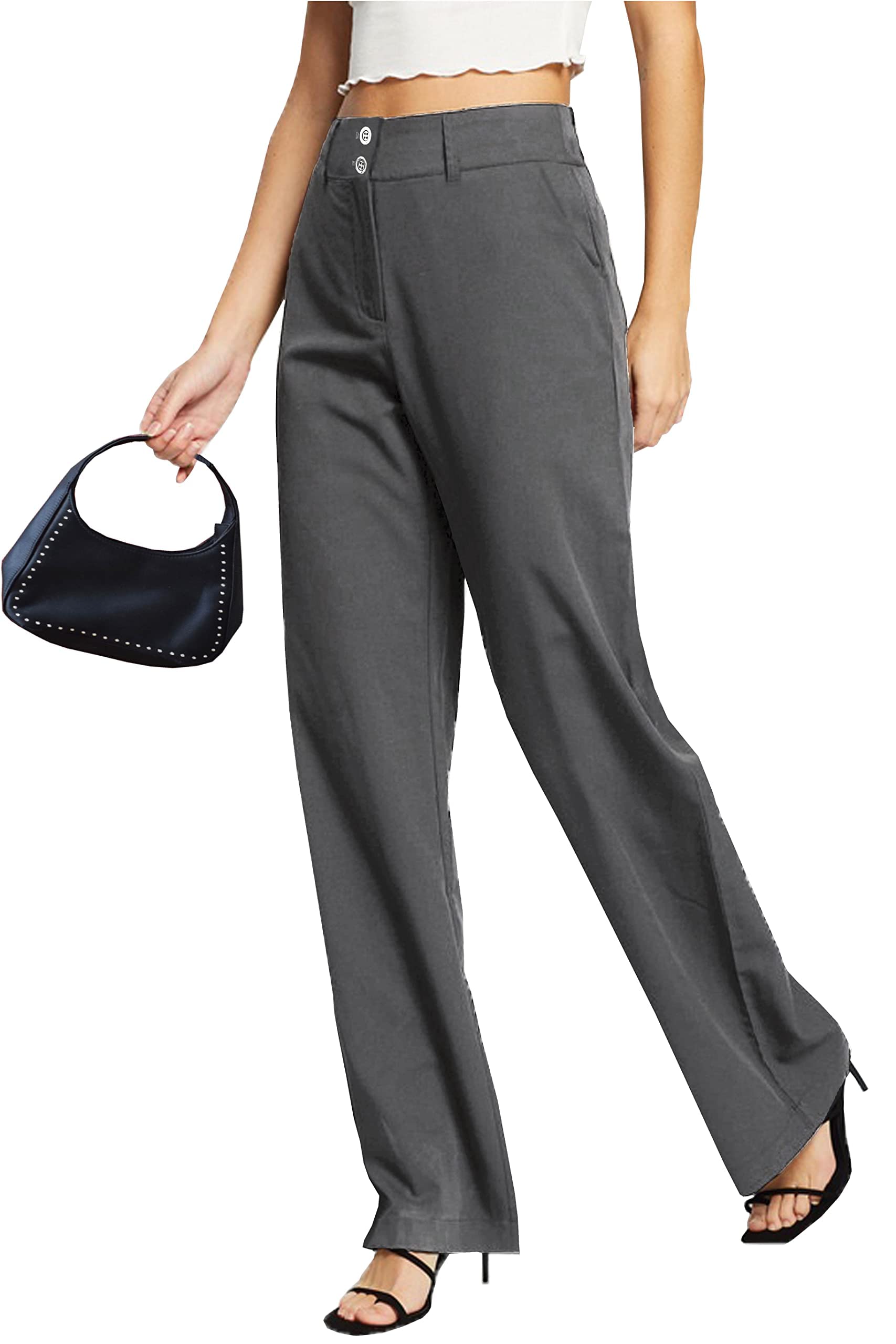 femiss Pantaloni da donna a gamba larga su misura per ufficio lavoro elegante formale vestibilità rilassata pantaloni