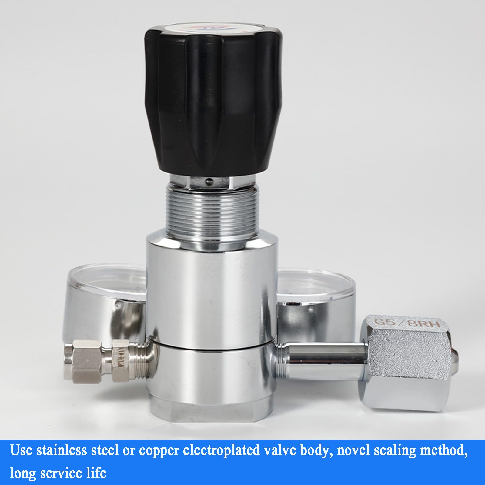 Regulador De Gas De Una Etapa Y Dos Medidores, Válvula Reguladora, Presión De Entrada De 20 Mpa, Conector De Salida De 1/3", Interfaz De Cilindro G5/8, para Aire/dióxido De Carbono/oxígeno.