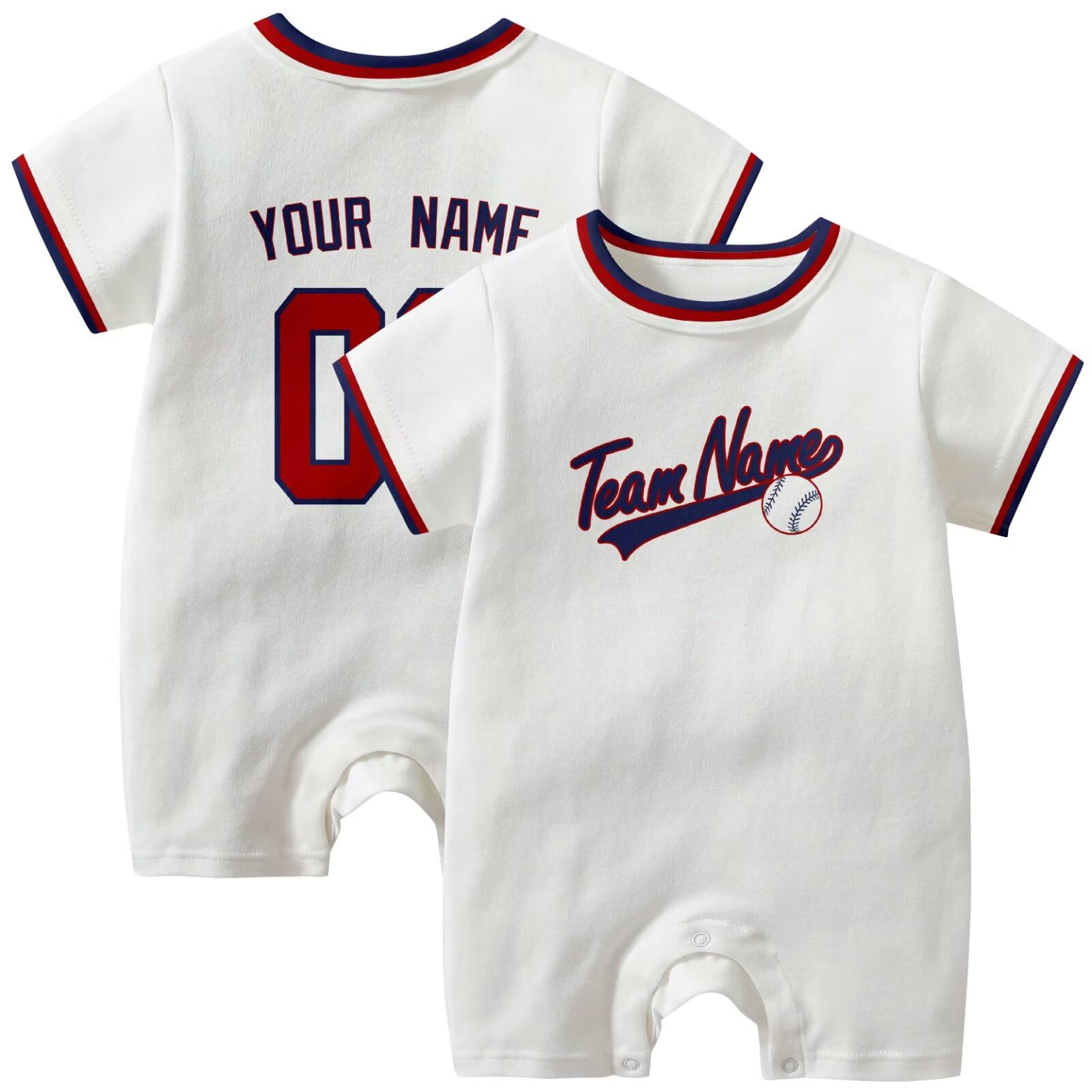 KREDE Baby Clothes Unisex White Bodysuit Rompers Custom Name Number for Baby Boys