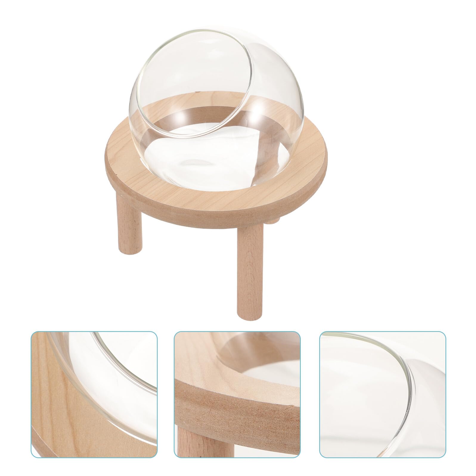 VALICLUD Käfig Hamsterbadewanne aus Glas mit Holzboden Leichte Sandbadewanne für Täglichen Gebrauch Glatte Oberfläche Zubehör für Kleintiere im Zuhause