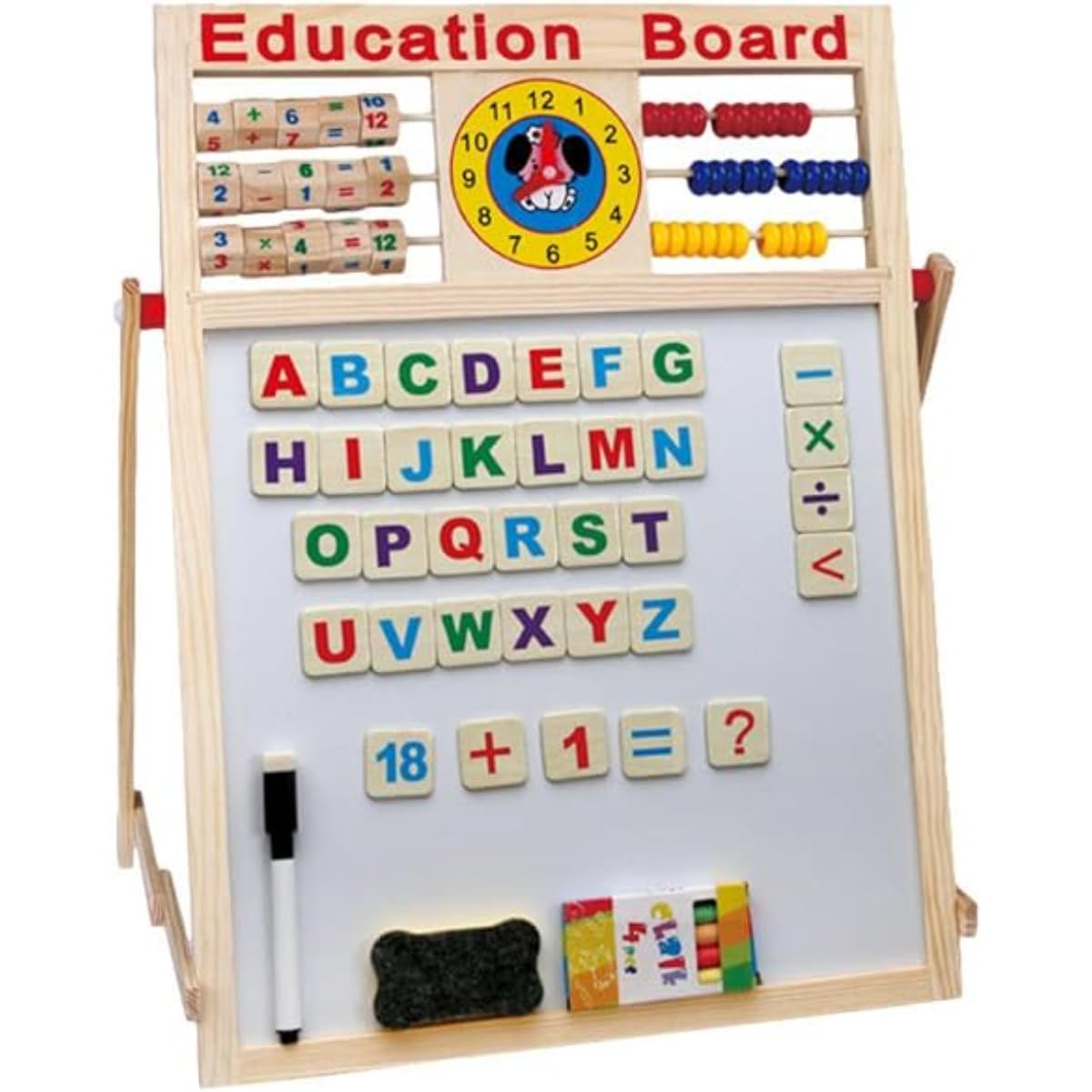 Creative Math Alphabet Learning:,Multifunctional Wooden Magnetic Drawing Board for Kids, Educational Toy with Durable Construction, Black & White Writing Surface, Numbers & Alphabet, Ideal Gift