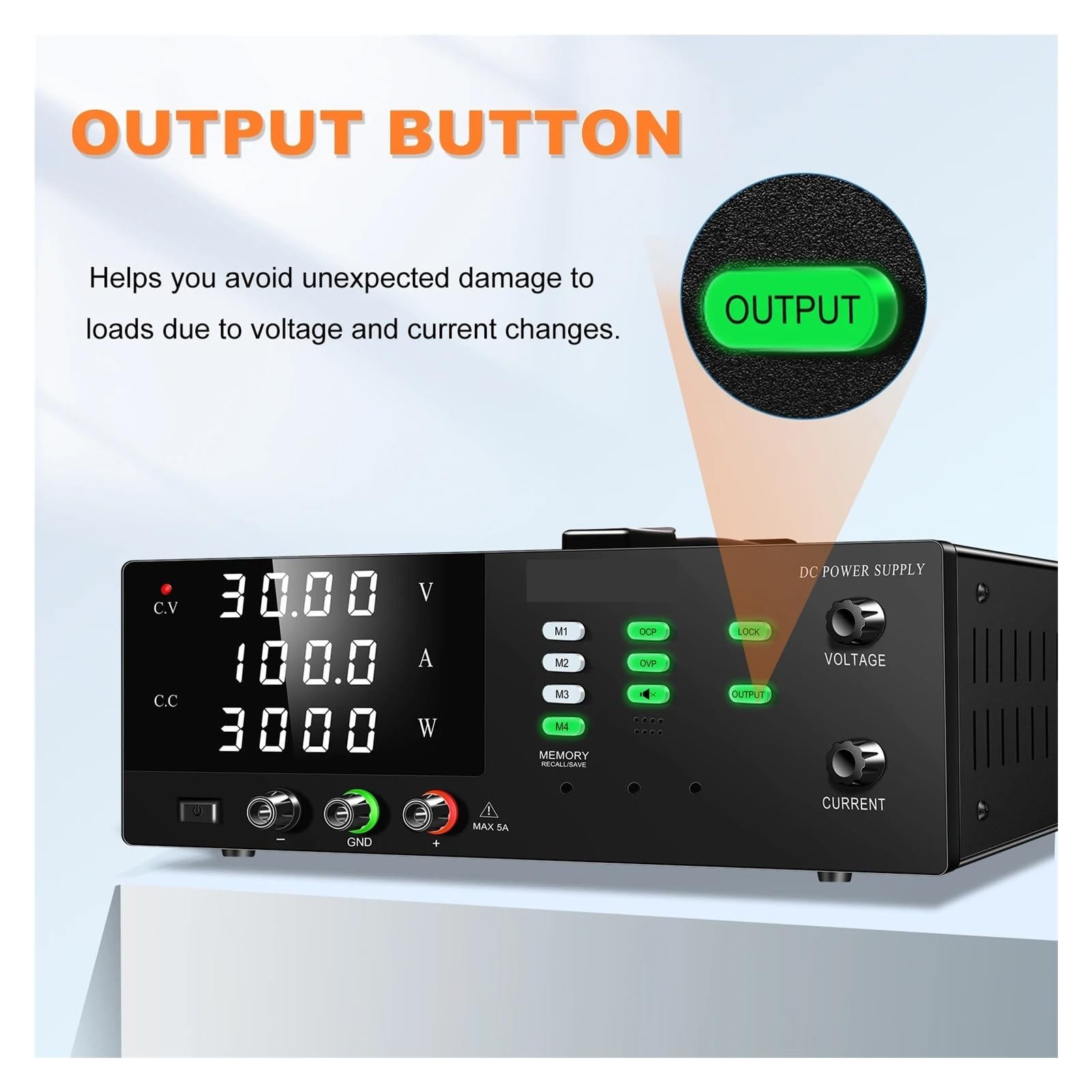 Alimentation de laboratoire haute puissance 3000 W, 300 V 10 A, 200 V, 30 V 60 A, 60 V 10 A, port USB for connexion PC Avec fonction mémoire(R-SPS3060S-232)