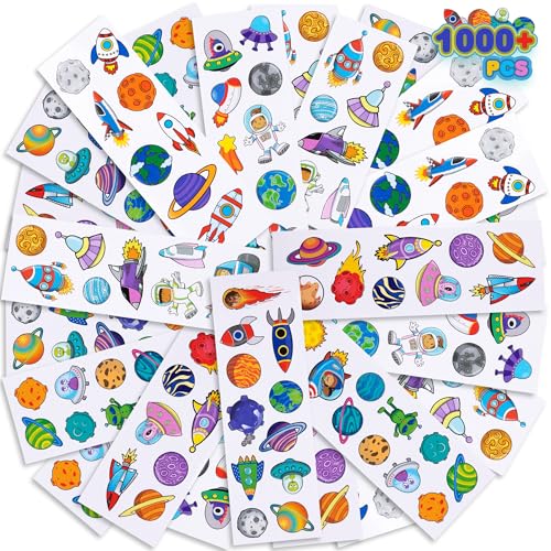 ArtCreativity Assortiment d'autocollants spatiaux, 100 feuilles d'autocollants assortis sur le thème de l'espace, fournitures d'art et d'artisanat pour enfants, cadeaux de fête d'anniversaire, cadeaux