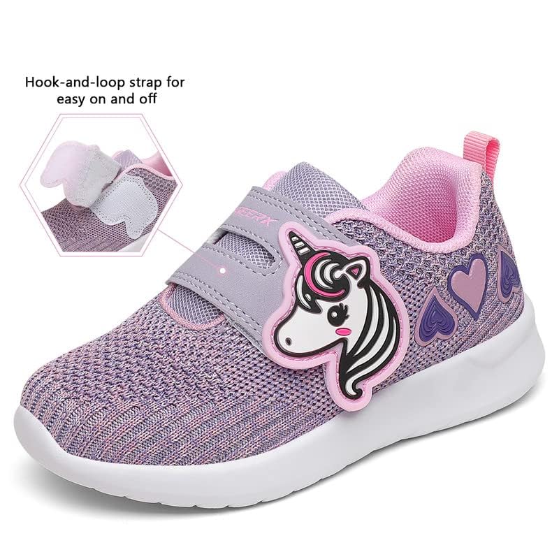 GEERX YUMI Toddler Girl Athletic Tennis Shoes Lightweight Breathable Comfortable Sport Walking Running Unicorn Sneakers (Toddler/Little Kid)4