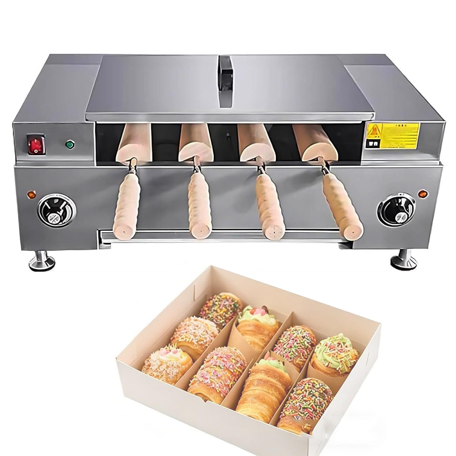 Appareil Multifonction De Fabrication De GâTeau CheminéE Haute Puissance 3000w, Machine à Griller pour Cornet De Glace, Toast Et Gaufre, Acier Inoxydable pour Desserts
