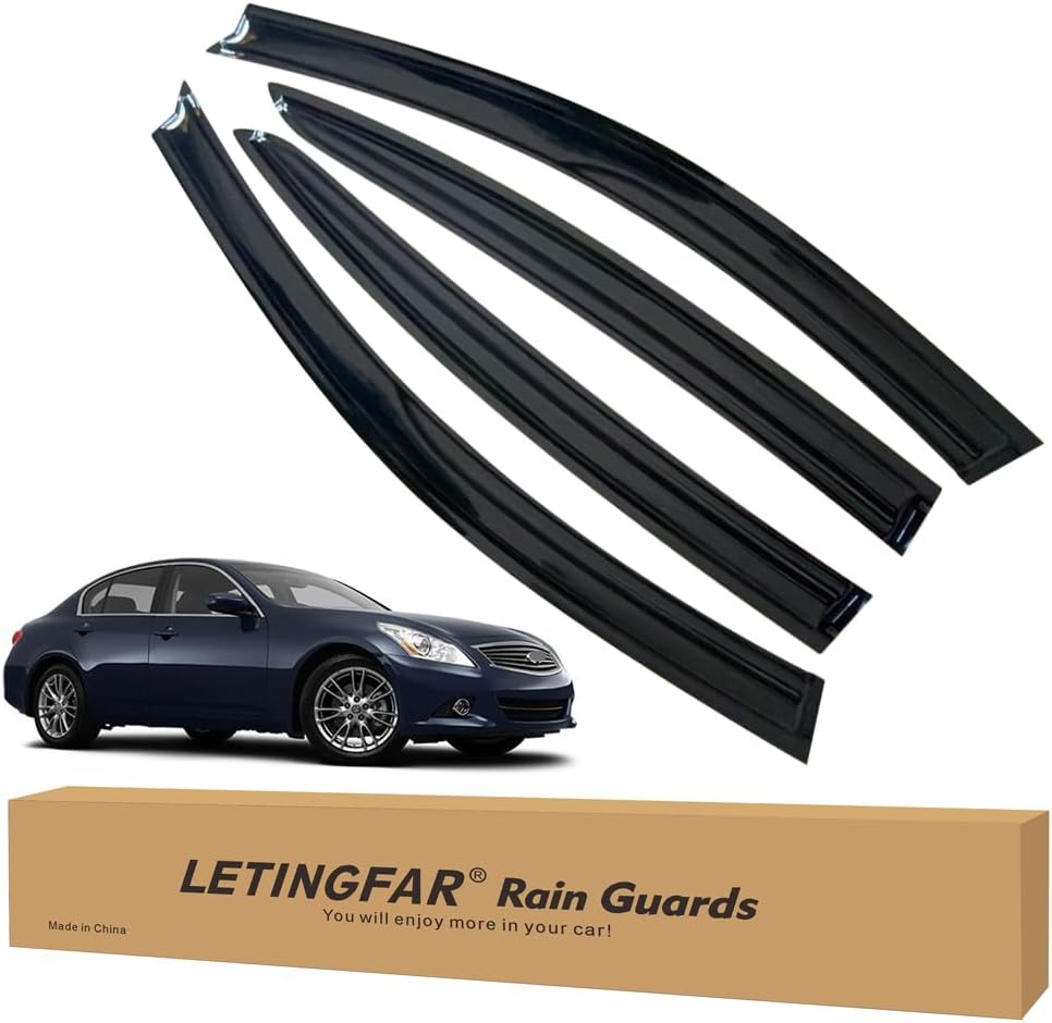 Window Visors Rain Guards for Infiniti G35 & G37 2007 2008 2009 2010 2011 2012 2013 2014 2015 Accessories, Wind Deflectors Vent Shades for Infiniti G35 & G37 E122-for-Infiniti-G35-07/15
