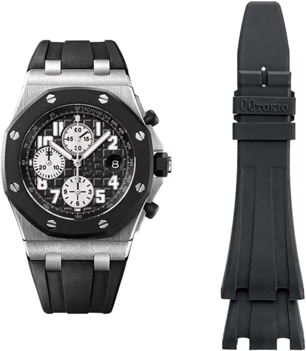 BLACK VULCANIZED RUBBER STRAP FOR AUDEMARS PIGUET Royal