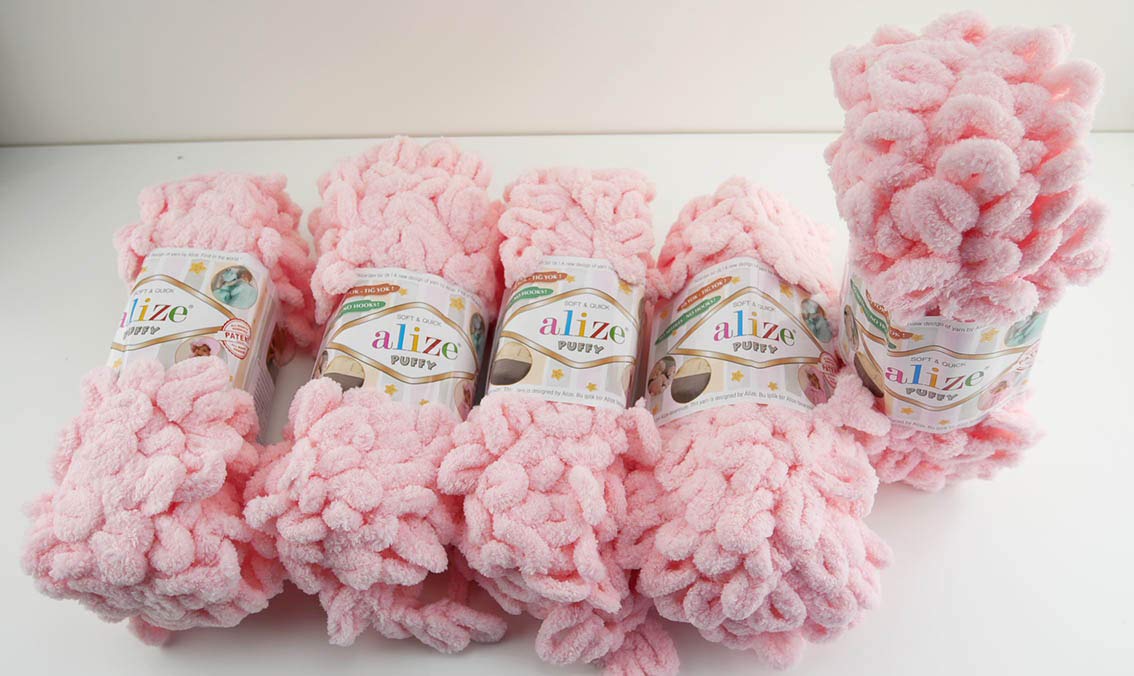 Alize Puffy 5 x 100g Super Bulky Loop Wool Knitting Yarn, 500g Finger Knitting Wool Without Needle, 340m