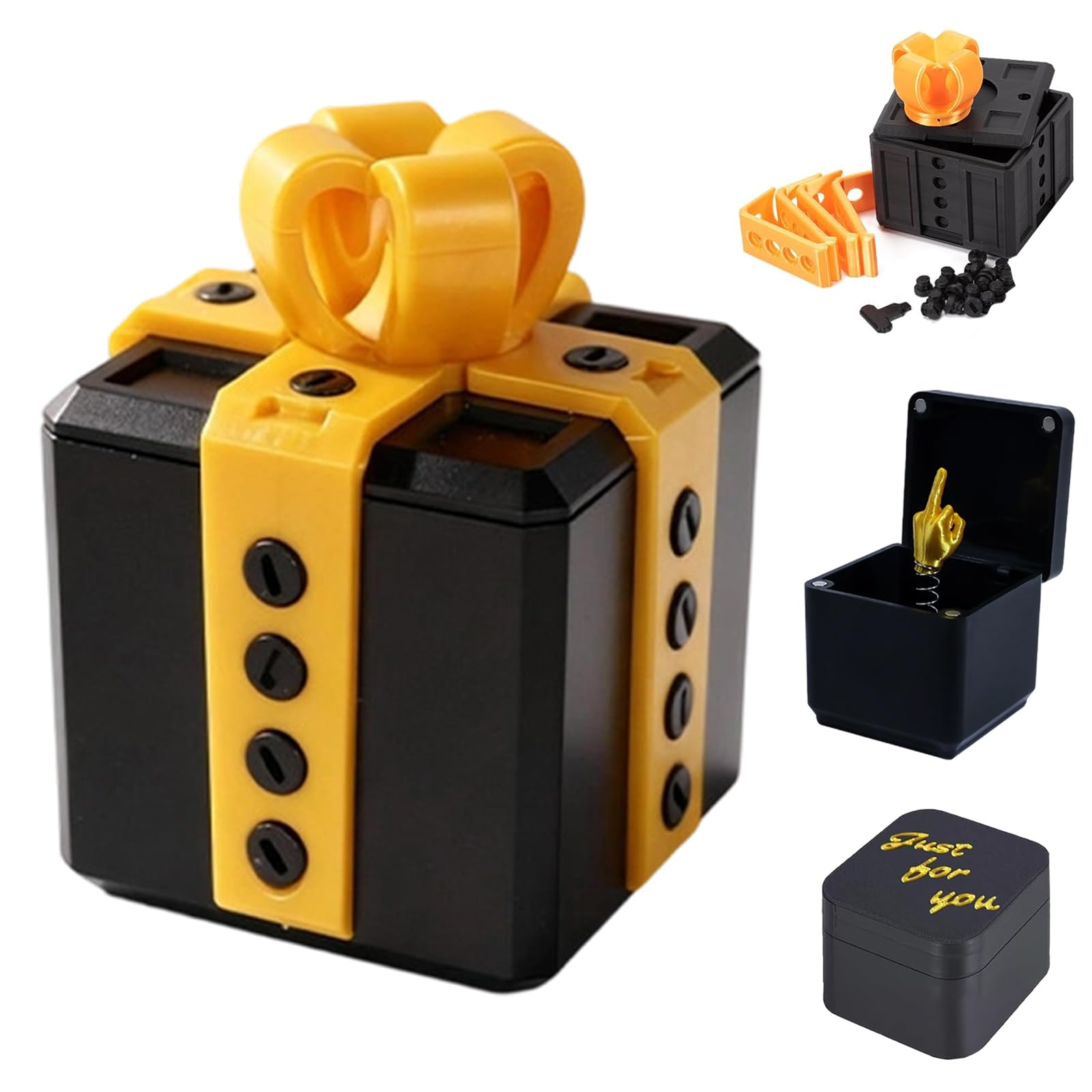 HTTDSLF Caja de Bromas con Dedo Corazón, Caja de Regalo Molesta Impresa en 3D con un Juguete de Broma con Interruptor de Dedo, Juguetes de Tornillo para Navidad, Regalos Creativos de Rompecabezas