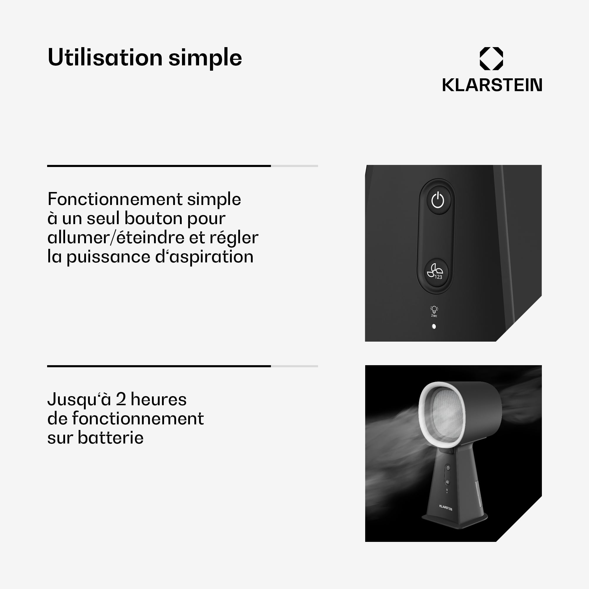 KLARSTEIN Mini Hotte Aspirante Portable – Compacte & Puissante 200 m³/h, Filtre Multicouche, Base Antidérapante, Idéale Petites Cuisines & Espaces Restreints