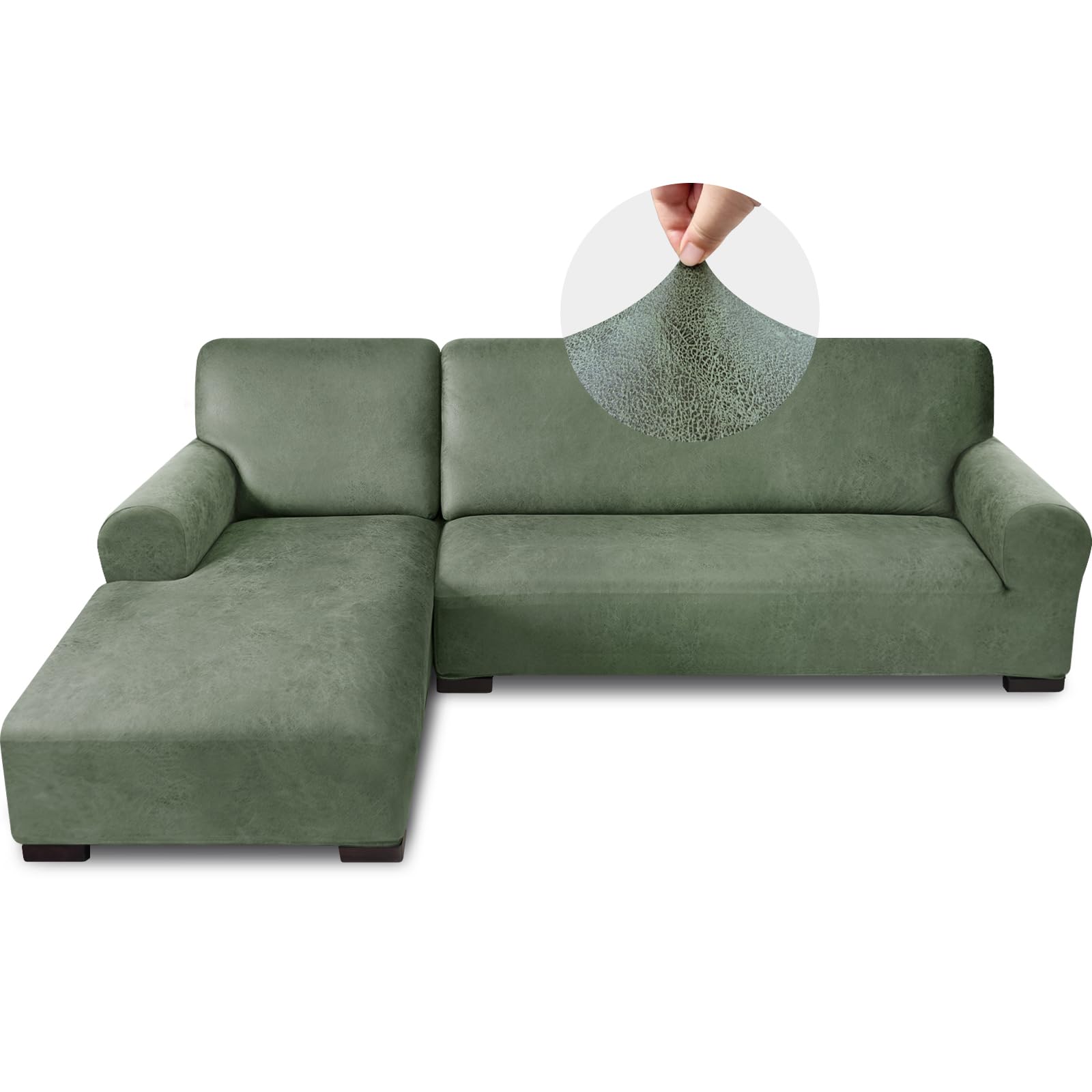 Pfrstuv Leather Look Sectional Couch Covers