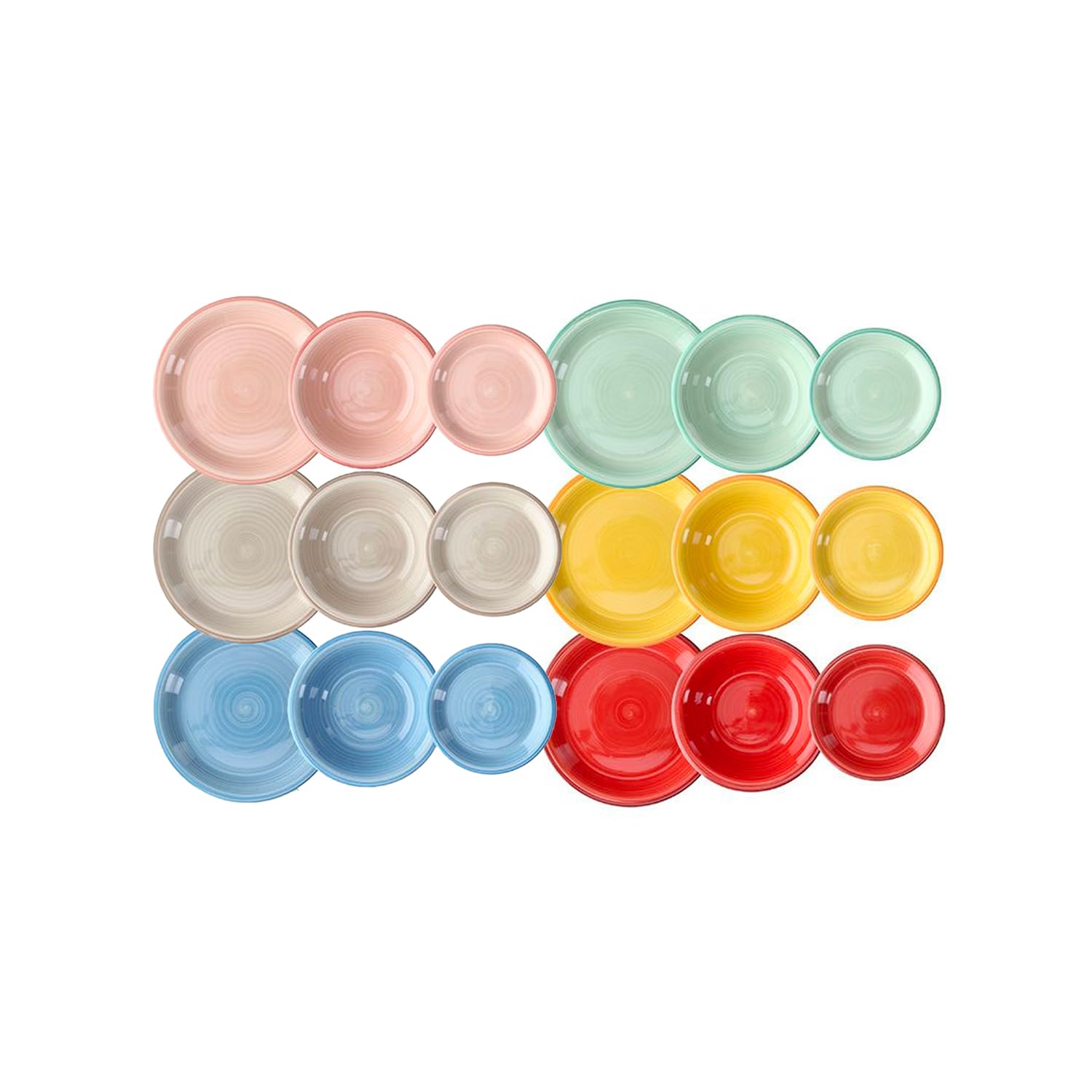 Wintem Servizi di Piatti 18 Pezzi in Porcellana Multicolore - Set Composto da Piatti Piani, Fondi e da Dessert Ideali per Ogni Occasione - Moderni e Resistenti Sono Lavabili in Lavastoviglie