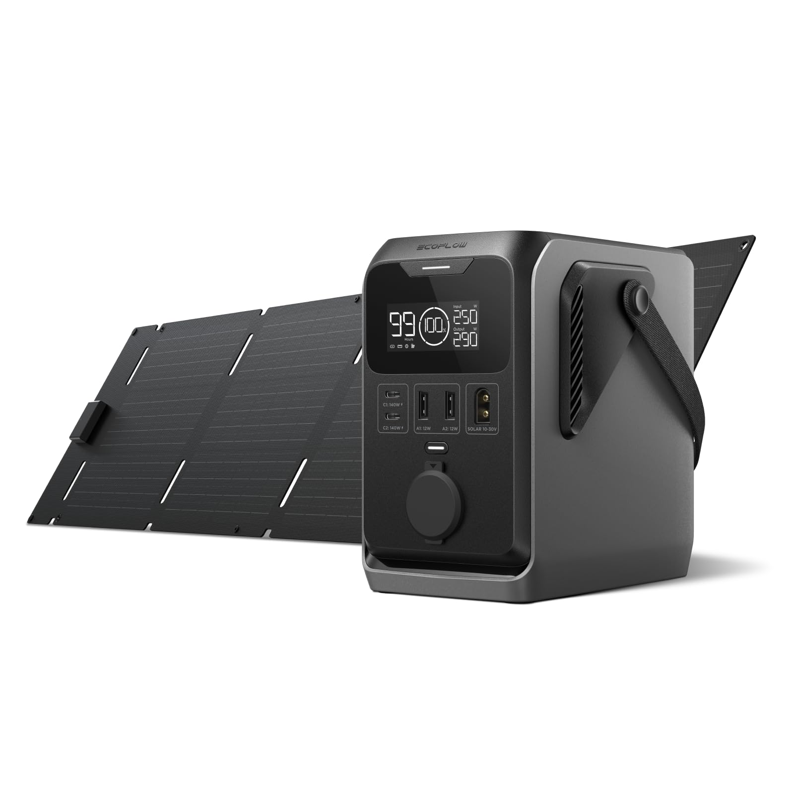 EcoFlow TRAIL 300DC 288Wh ポータブル電源+60wソーラーパネル セット ポータブル電源 リン酸鉄リチウム DC定格300W スマホ タブレット充電用 モバイルバッテリー キャンプ アウトドア 停電対策 防災グッズ