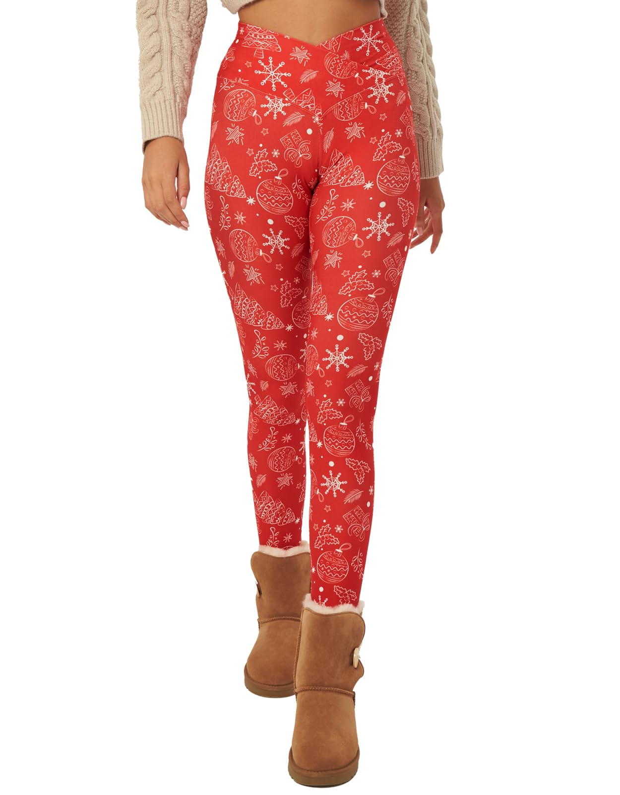 sissycos Women's Christmas Halloween Crossover Leggings High Waisted