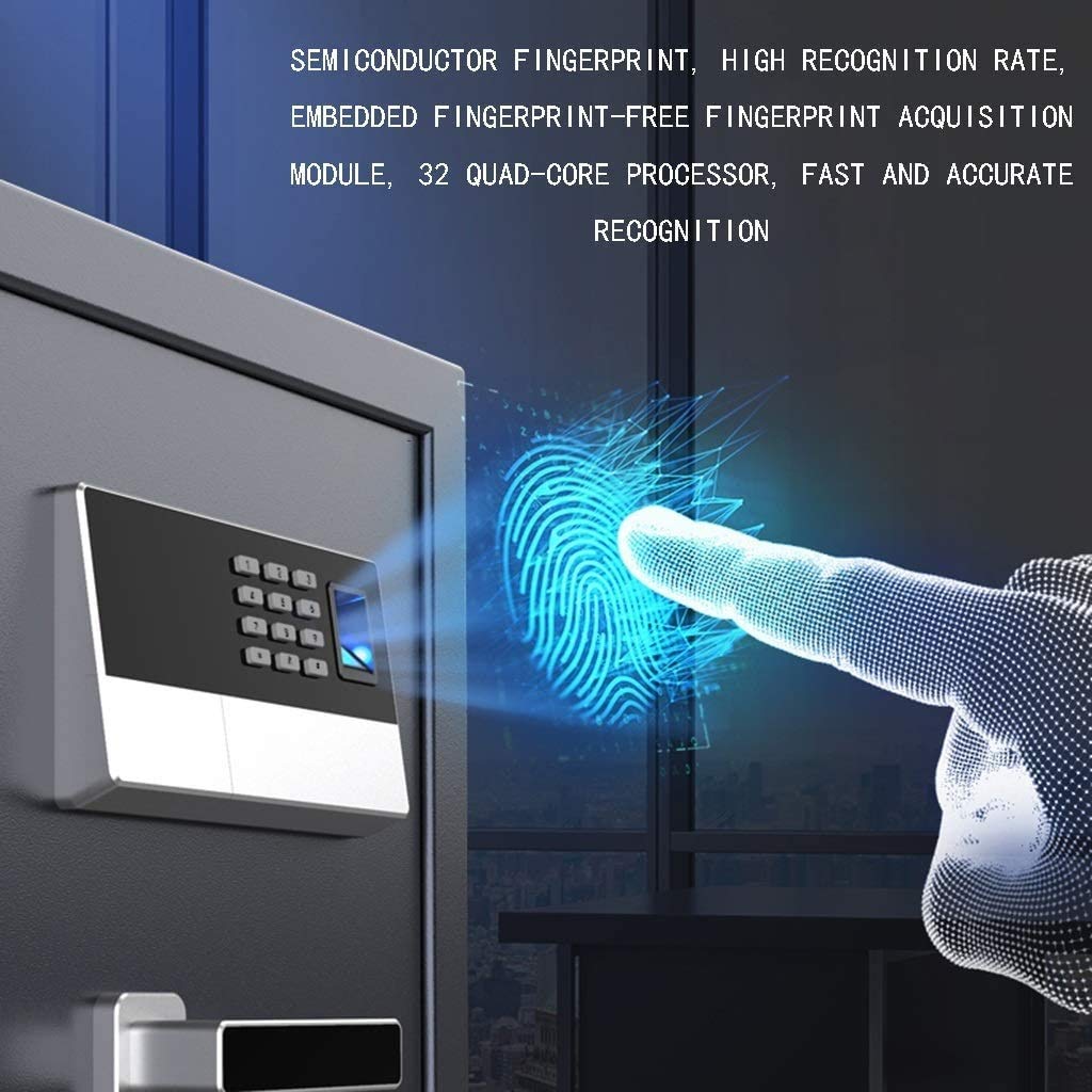 Cassaforte ignifuga impermeabile, cassaforte con impronta digitale, password, piccola, interamente in acciaio, antifurto, con vano batteria, armadietto interno con chiave per entrare nell'armadio, cas