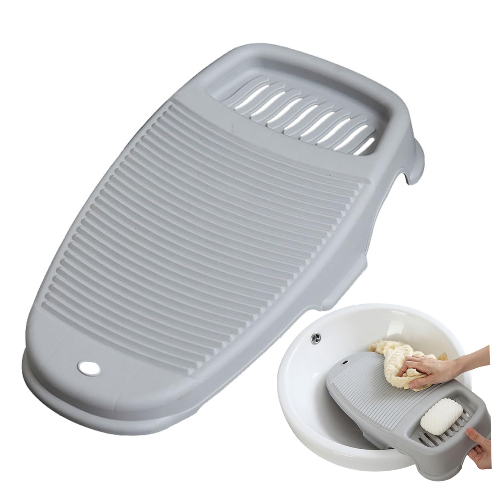 Awnsimfreien Grey Washboard Laundry Hand Wash Board Plastic No Slip Washing Board For Clothes Scrubbing With Soap Holder For Laundry Hand Washing Tool, Wash