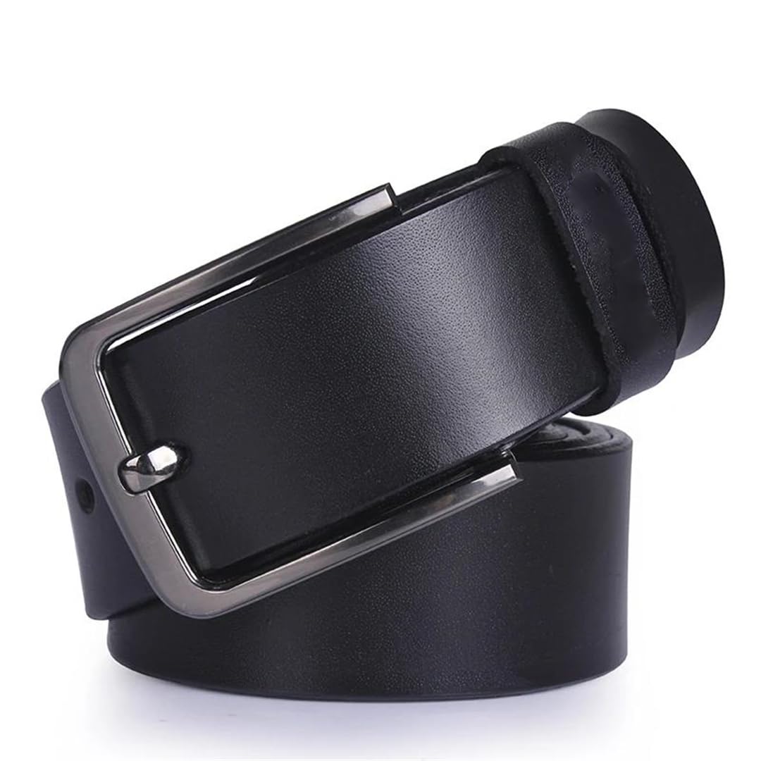 Yeuyyben Cinturón de piel auténtica para hombre, estilo vintage, con hebilla, estilo casual, para negocios