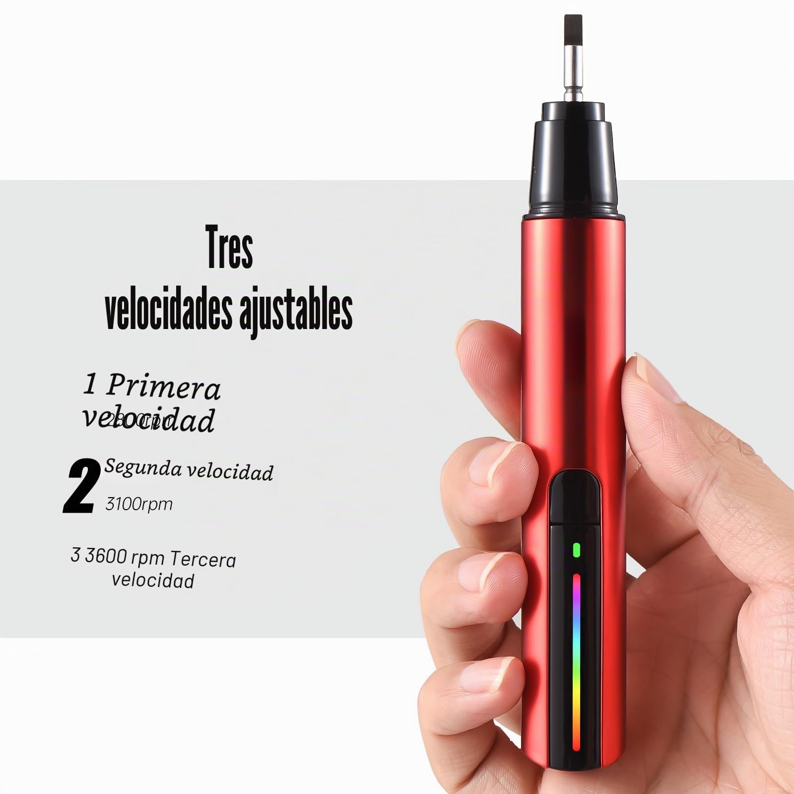 Lijadora de Pluma Inalámbrica, Lijadora Recíproca Velocidad Variable Pluma de Lijado Eléctrica de Carga Rápida USB Mini Ajustable de 3 Velocidades con 8 Cabezal de Lijado y Papel de Lija Autoadhesiv