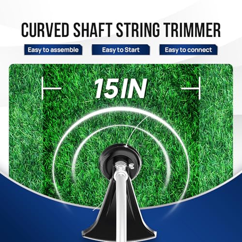 WILD BADGER POWER 26cc Weed Wacker Gas Powered, 2 in 1 String Trimmer/Edger 15" with Curved Shaft, Light Weight 9.9 lbs