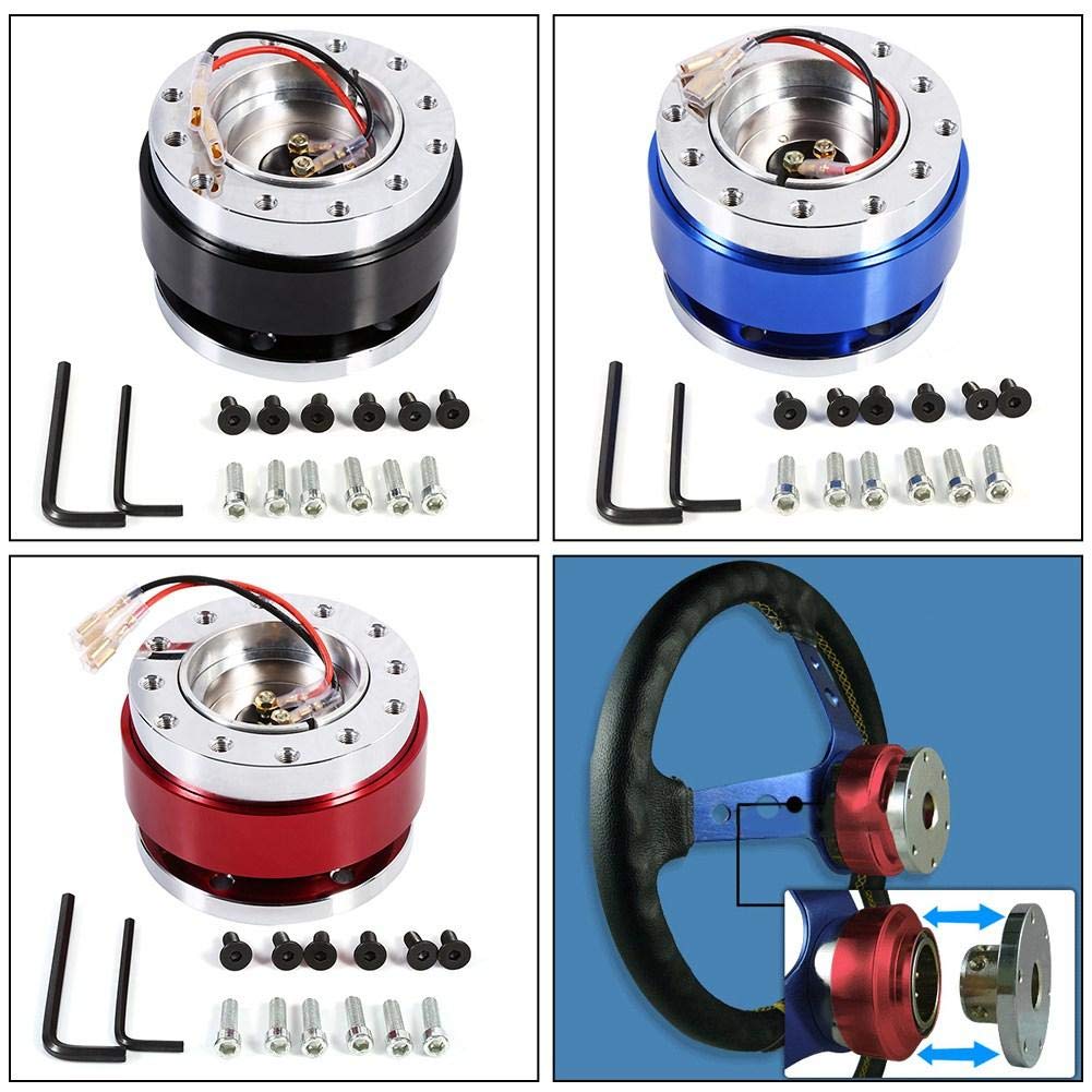 Gorgeri Volante universale standard con bullone a sfera a 6 fori Adattatore per a sgancio rapido Kit borchia a scatto Kit volante opzionale Nero Blu Rosso (Blu)