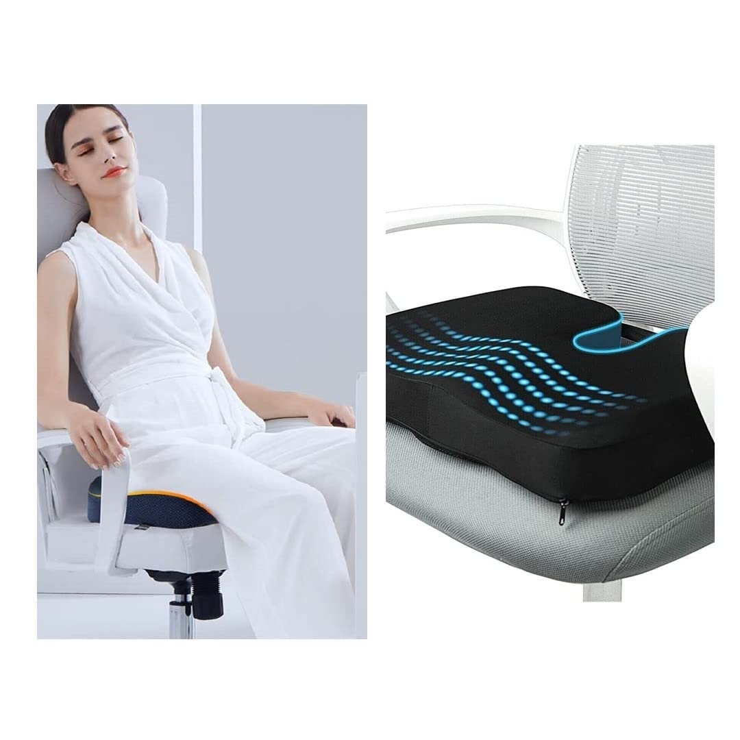 DYNMC you Rahat kama yastık – Modern ergonomik oturma minderi sandalye, ofis koltuğu, araba – Optimum sert dolgulu hafızalı köpükten üretilmiştir, yumuşak kılıf siyah