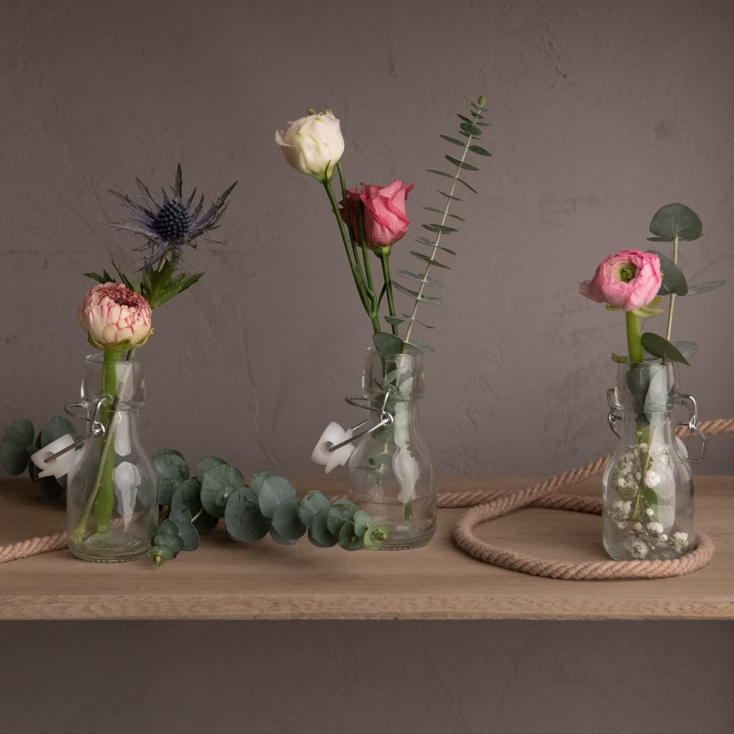 Dszapaci 96 Fioles en Verre de 60 ml, Mini bouteilles Verre avec Bouchon Mécanique, petite Bouteilles en Verre de Remplissage, petites Bouteilles à Liqueur