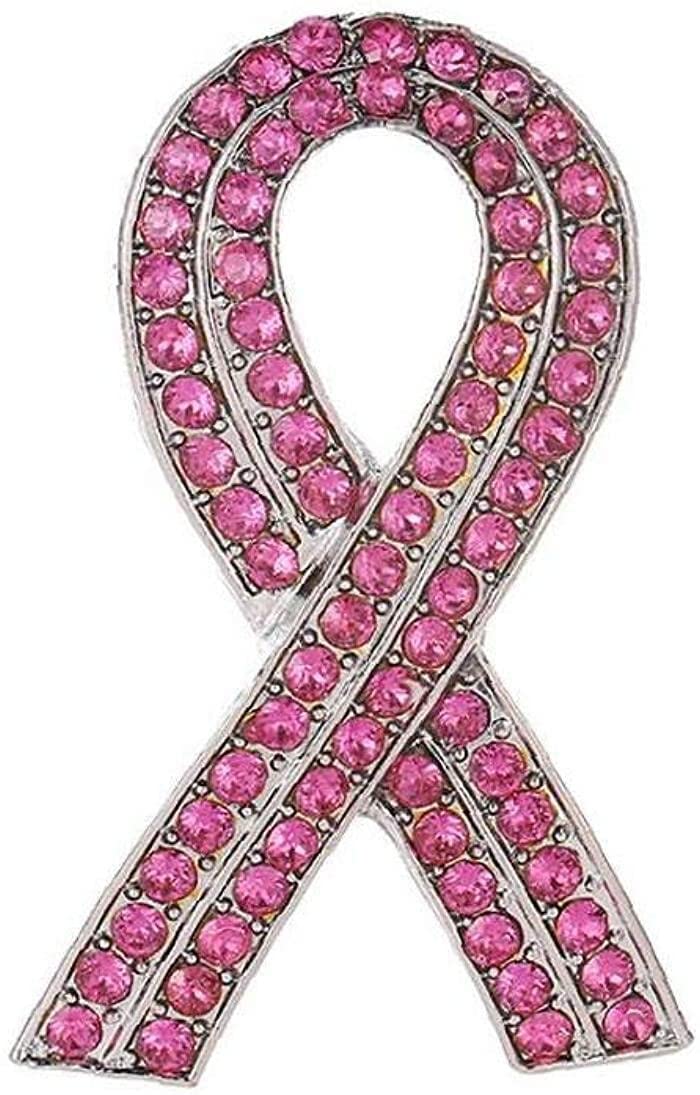 Ribbon Brooch Pink Ribbons Breast Cancer Pink Crystal Broochs for Women Nice and Attractive